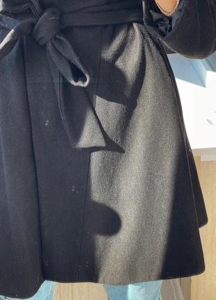 Черное пальто с шерстью под пояс 1+1=39 фото
