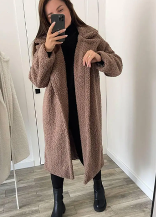 Женское пальто на запах с поясом тедди барашек 42-44 46-48 50-52 rin4962-808ве2 фото