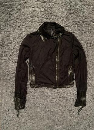 Liviana conti стильная куртка сеточка с кожаными элементами от премиум бренда