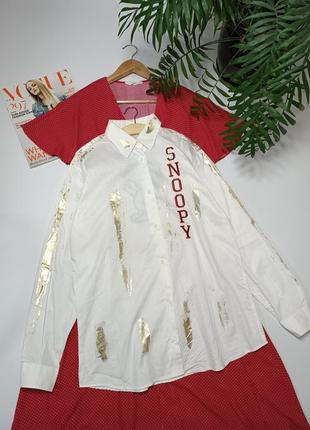 Стильная хлопковая белая базовая рубашка с декором в пайетки giorgia &amp;johns