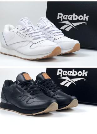 Мужские термокроссовки reebok classic белые и черные