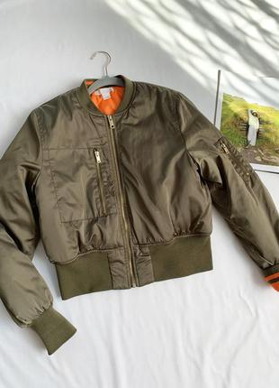 Бомбер, укороченный, куртка, утепленный, хаки, h&m4 фото
