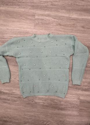 Мягкие свитер с жемчужными бусинами3 фото