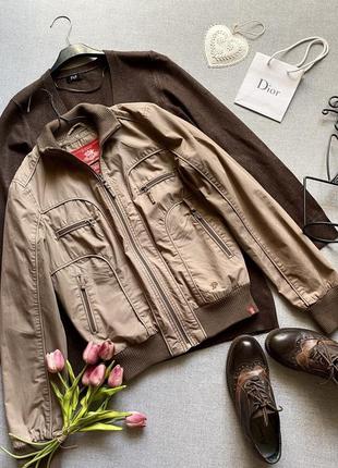 Куртка бомбер, edc, светло коричневая, на замке, демисезонная, esprit,2 фото