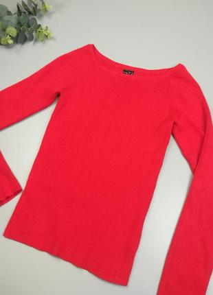 Женский пуловер в рубчик, красный джемпер в рубчик rainbow3 фото
