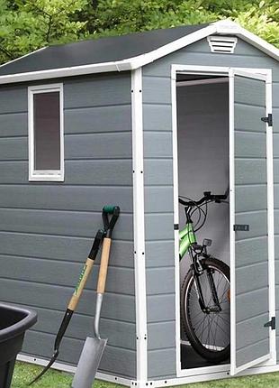 Садовый домик keter manor 4×6 серый 2