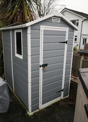 Садовый домик keter manor 4×6 серый 3
