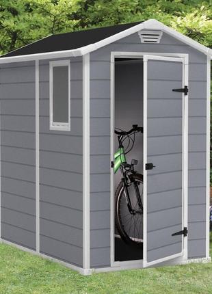 Садовый домик keter manor 4×6 серый 10