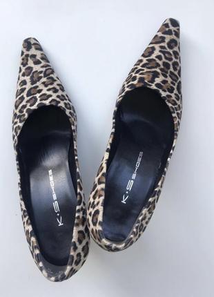Кожаные туфли в леопардовый принт германия кожа шкіряні туфлі лодочки4 фото