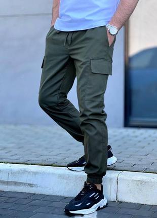Штани карго джогери завужені брюки широкі прямі манжети резинка льон шнурок шнурок3 фото