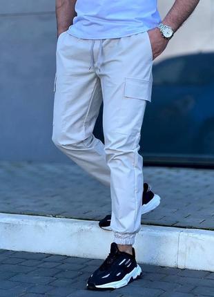 Штани карго джогери завужені брюки широкі прямі манжети резинка льон шнурок шнурок6 фото