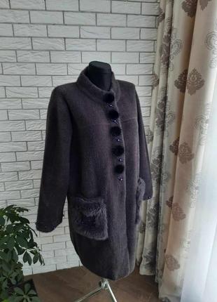 Пальто альпака туреччина 🇹🇷 баклажан та чорний батал