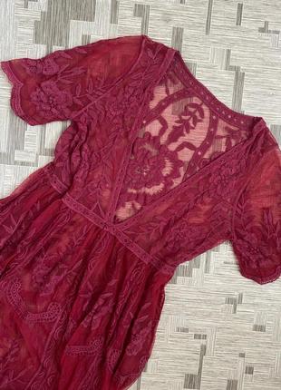 Платье сетка с кружевом парео пляжное в цветы нарядное4 фото