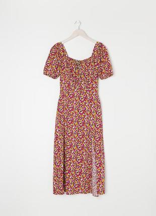 Сукня, плаття, міді, з розрізом, квітковий принт, sinsay7 фото