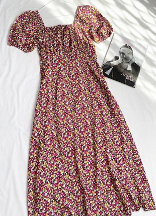Сукня, плаття, міді, з розрізом, квітковий принт, sinsay2 фото