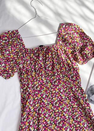 Сукня, плаття, міді, з розрізом, квітковий принт, sinsay4 фото