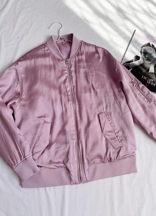 Бомбер, куртка, розовый, удлиненный, h&m3 фото