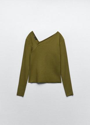 Асиметричний топ в рубчик zara/ кроп топ zara/кофта zara4 фото