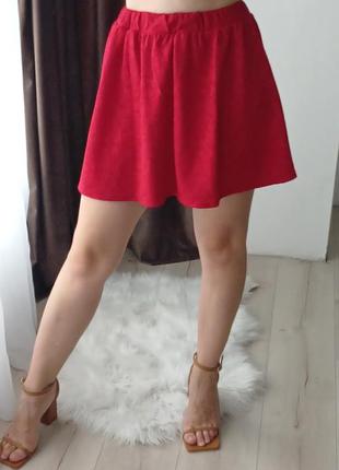 Красная мини юбка2 фото