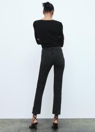 Джинси zw the slim cropped/ джинси zara прямого крою/чорні джинси zara3 фото