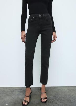 Джинси zw the slim cropped/ джинси zara прямого крою/чорні джинси zara2 фото