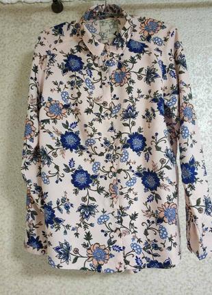 Стильная рубашка блузка блуза цветочный принт цветы улир blush бренд spirit at m&co, р.12
