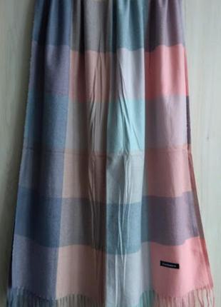 Теплий кашеміровий шарф палантин, клітинка, сірий, бежевий, рожевий, бірюзовий, є багато варіантів