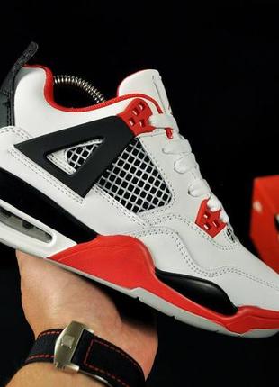 Кроссовки женские nike air jordan retro 4 white & black & red