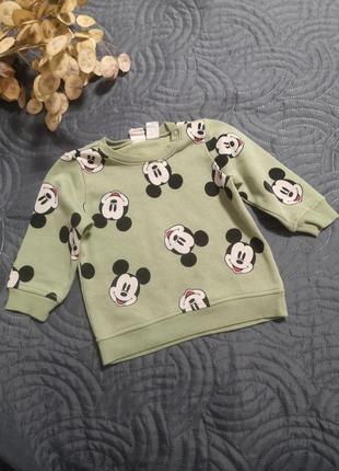 Утепленный свитшот микки маус mickey mouse h&amp;m на 6-9 месяцев 74 см роста