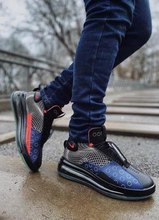 Мужские кроссовки найк аир макс, высокие nike air max 720 waves black blue