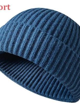 Шапка "x" polo в'язана коротка міні біні beanie docker докер ка до вух як у монатика кусто леона тепла корал