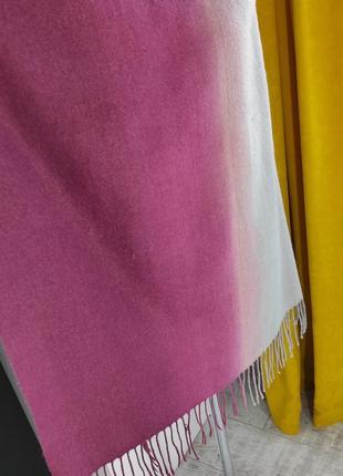 Кашемировый палантин теплый большой шарф градиент бордо и серый