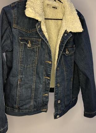 Джинсова куртка шерпа moto4 фото