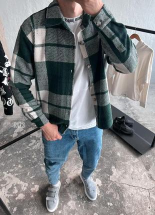 Рубашка в клетку зеленая