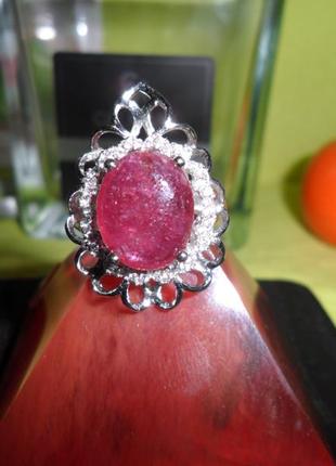 Роскошная серебряная кольца с натуральным розово-красным рубином, рубин, серебро 925 пробы, тайланд1 фото