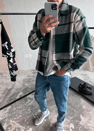 Рубашка в клетку зеленая