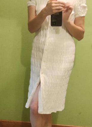 Белое платье рубашка на пуговицах вискоза3 фото