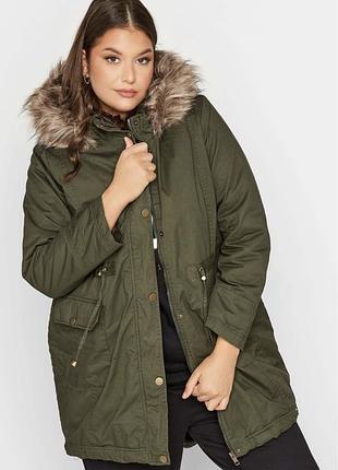 Куртка с капюшоном парка хаки как новая р s h&m