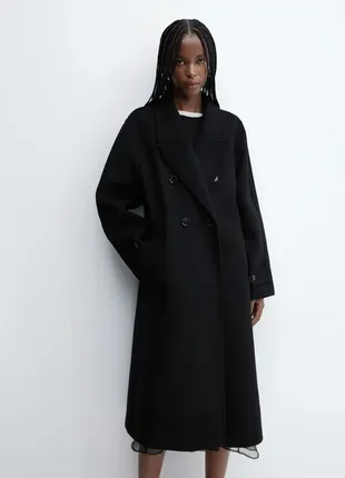Mango xs s m l xl xxl об'ємне пальто вовна, шерсть чорне нове оригінал