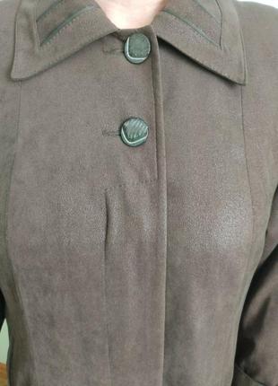 Осіннє нарядне жіноче пальто вільного крою під шкіру5 фото
