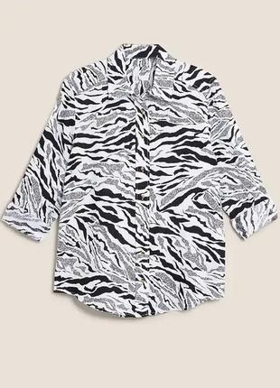 Льняная рубашка в принт зебра от marks&spencer 2xl2 фото
