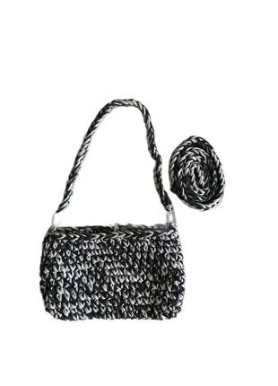 Gray bag, в’язана сумка з карабінами