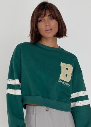 Світер джемпер світшот батник укорочений кофта кофтинка 2х нитка петля плотний оверсайз базовий об’ємний