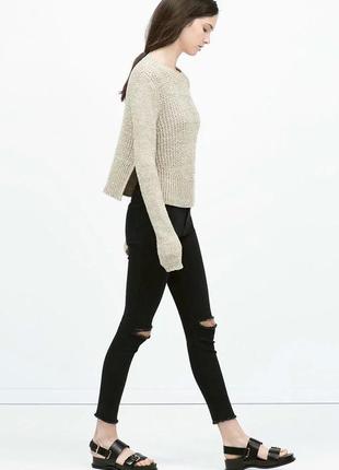 Джинси з високою талією розрізи на колінах zara 10 р