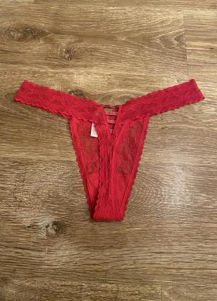 Шикарніс ажурні, трусики, бікіні, червоного кольору, від дорогого бренду: victoria’s secret 👌6 фото