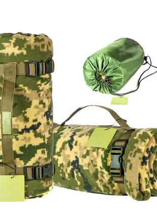 Тактический флисовый плед 150х180см – одеяло для военных с чехлом. цвет: пиксель1 фото