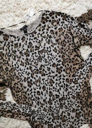 Джемпер леопард со стразами amisu  вискоза
