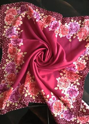 Распродажа, платок женский, осенний, кашемировый, 80 х 80 см, новый, цвет вишневый1 фото