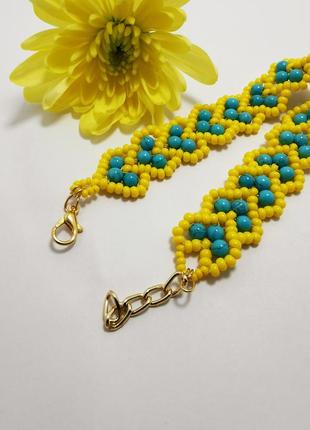 Браслет сердечка, желто-голубой браслет, браслет ручной работы, украинский браслет, handmade8 фото