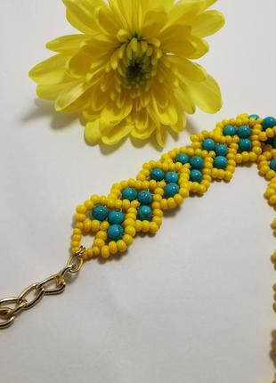 Браслет сердечка, желто-голубой браслет, браслет ручной работы, украинский браслет, handmade7 фото